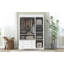  Armoire penderie à 3 portes avec compartiments de rangement et panneaux décoratifs, blanc