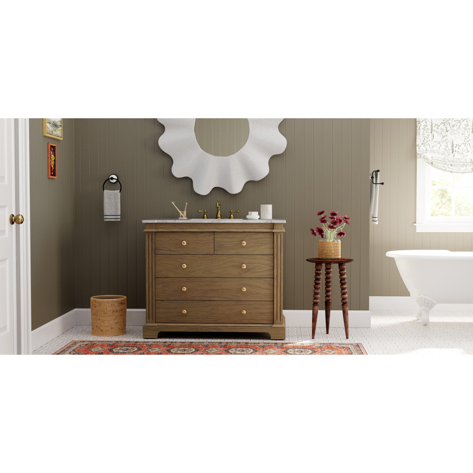 Sunbury 4.5gal Waste Basket, Honey Brown