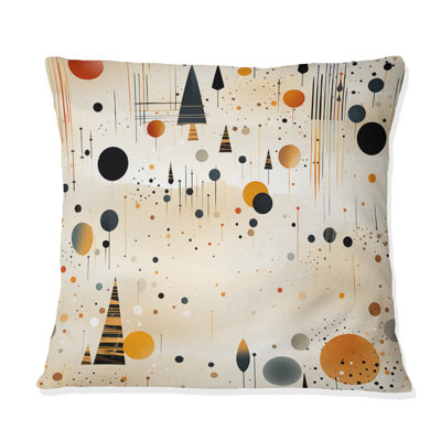 Gris et jaune à pois rétro paysage - Coussin décoratif abstrait corail récif multicolore azur - coussin décoratif