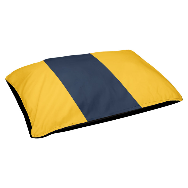 Coussin rectangulaire designer New York Bronx, Moyen (L 30 po x l 40 po), Jaune basketball / bleu minuit