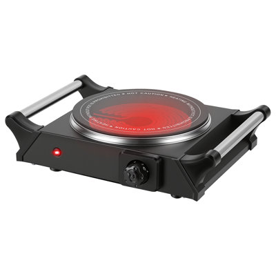 1000W Electric Single Burner with 5-Stage Temperature Control and Portable Handles