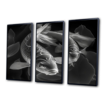 " Monochrome Koi Fish " 3 - Pieces
