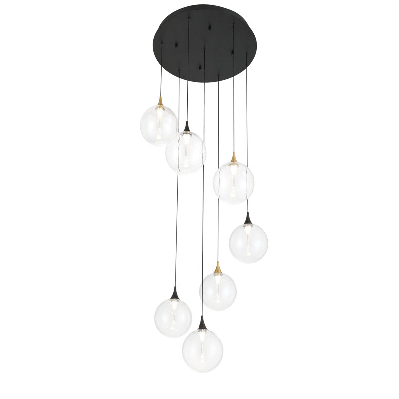 Iissa 7L 21" Chandelier, Gold/Black Clear