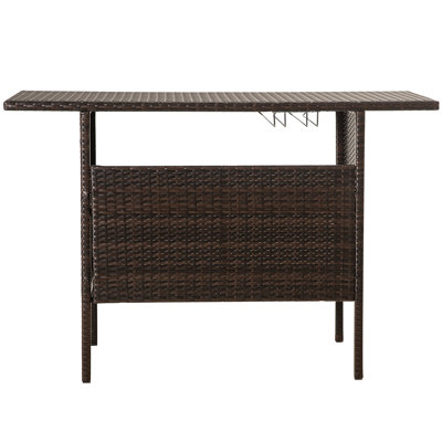 Outdoor Wicker Bar Table, A Square Rattan Bistro Bar Table With A Storage Rack, Suitable For Patios, Gardens, Poolside Areas, Balconies And Backyards.