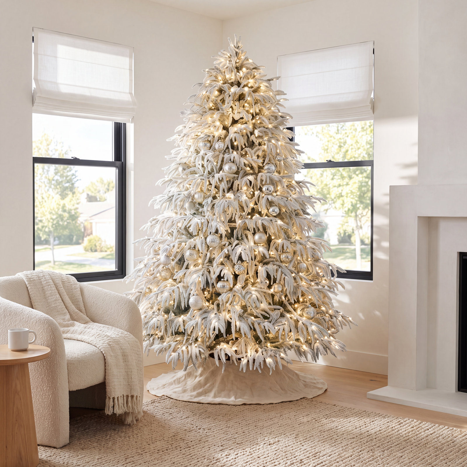 Frosted 7.5' Pre-Lit Pine Christmas Tree
