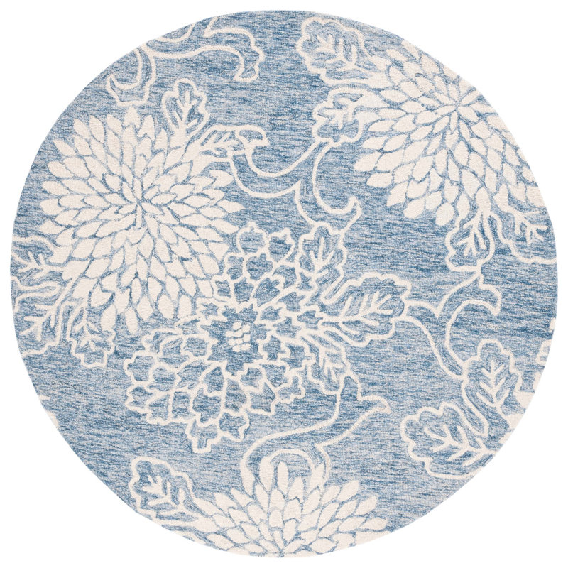 Abramina Hand Tufted Wool Floral Rug, Round 6'