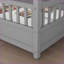 Lit double en bois de pin massif avec structure de toit et amp; Barrières de sécurité hautes, gris-1659848349