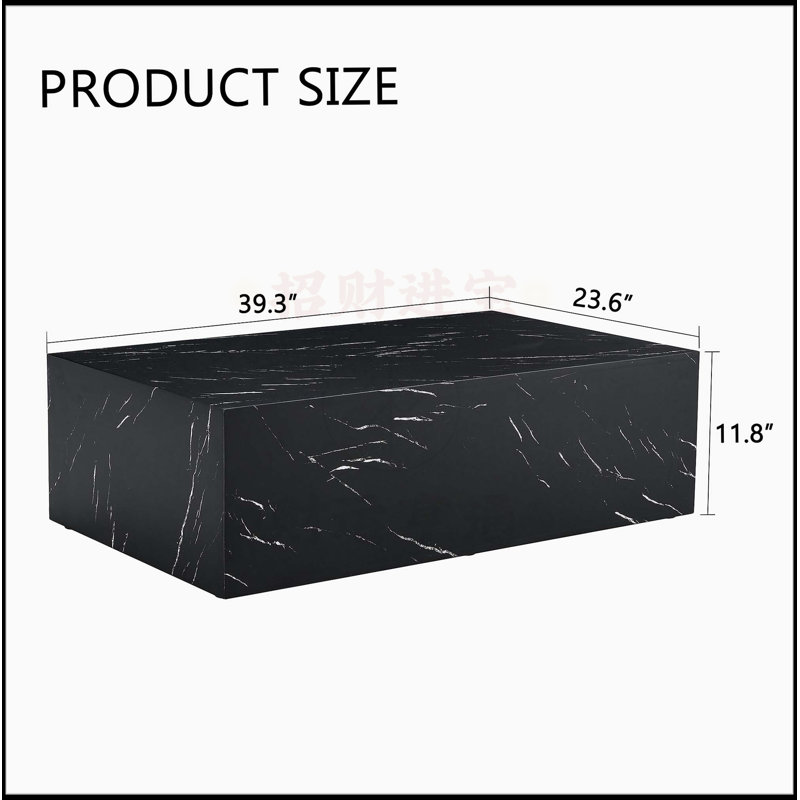 Table basse en panneau de fibres à densité moyenne Inch, Noir, noir, noir, noir, 11.80" H x 39.30" L x 23.60" W