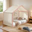 Lit simple à baldaquin rose avec panneaux latéraux rembourrés en velours Canopée en lin respirant Doux lit plateforme moderne avec lit plateforme facile à assembler pour la chambre à coucher