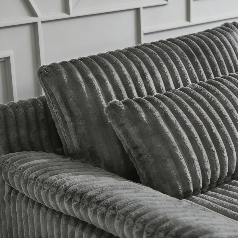 Causeuse en velours côtelé 74 po, Gris