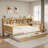 Multifunctional Wooden Daybed With Storage Shelves, Study Desk And Trundle-1271868022-1271868023