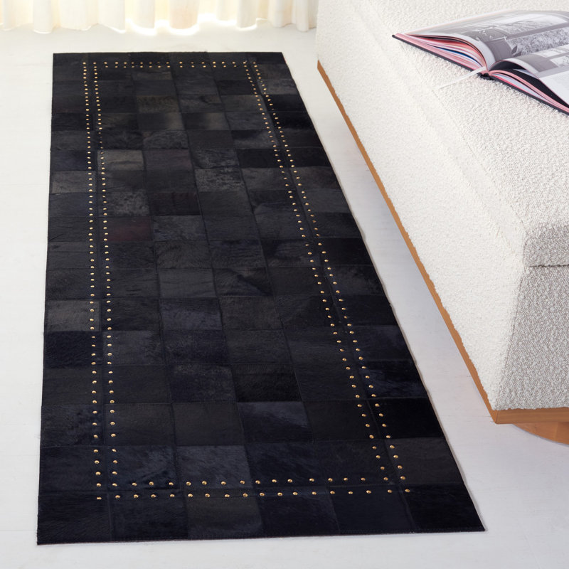 Dharia Studio Handwoven Leather Rug with Felt, Tapis de couloir 2 pi 3 po x 7 pi