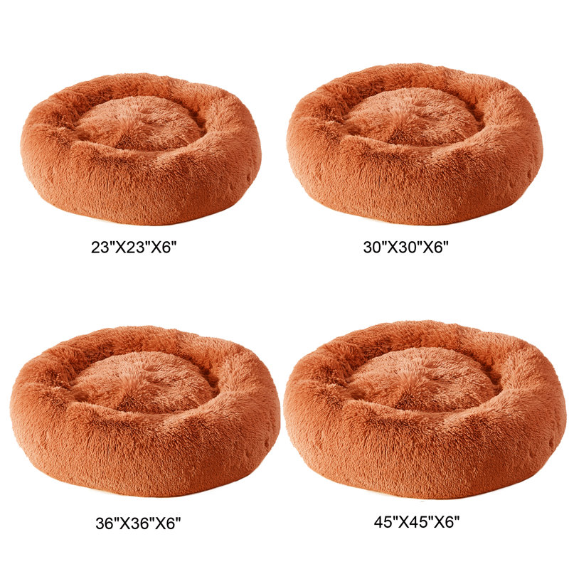 Sharlene Sharlene Shaggy Donut, Très petit (l 23 po x D 23 po x H 6 po), Orange brûlé