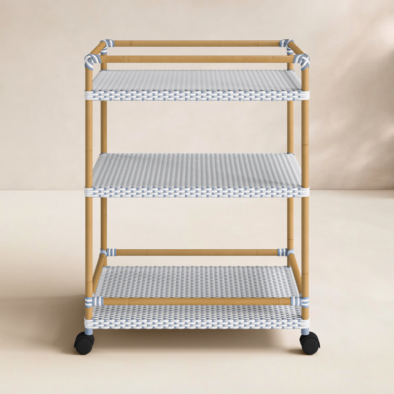 Ellie Bar Cart with Metal Outer Material, Blue/White