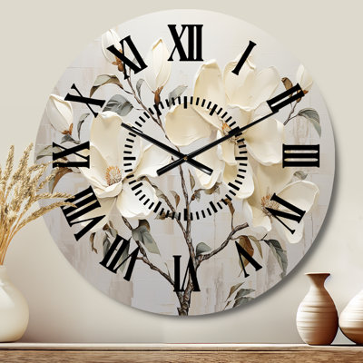 Horloge murale beige et verte Magnolias