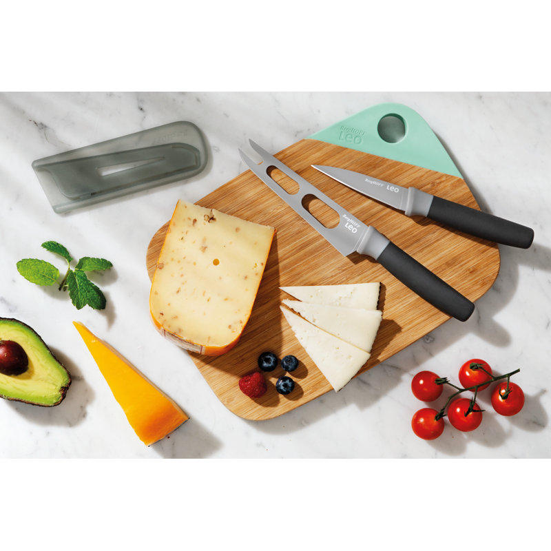 BergHOFF Leo 3Pc Knife and Cutting Board Set, Grey and Green
