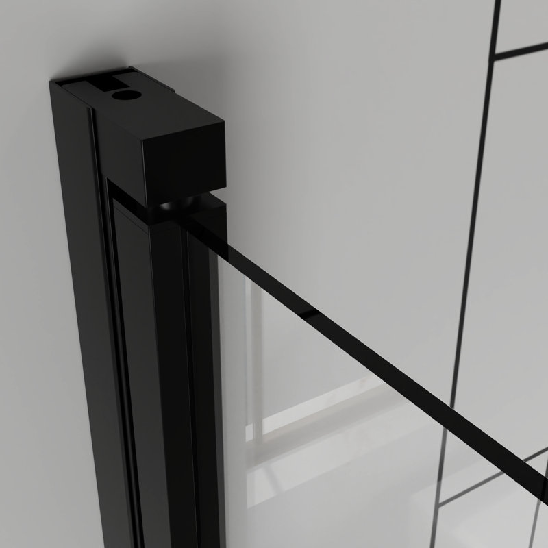 30"x 72" Pivot Glass Shower Door 1/4 Inch (6mm) Tempered Clear Swing Panel In Black Finish, Reversible Installation, Adjustable Width, 180° Pivot, Bi - Folding Hinges, Waterproof Handle, Leakage Seal