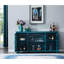 Buffet bleu sarcelle 60 po, pieds en bois massif et tablettes réglables, buffet