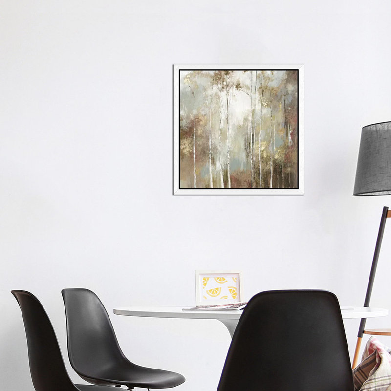 Fine Birch I by Allison Pearce - Floater Frame Painting on Canvas, 93.98 cm H x 93.98 cm W, White Framed
