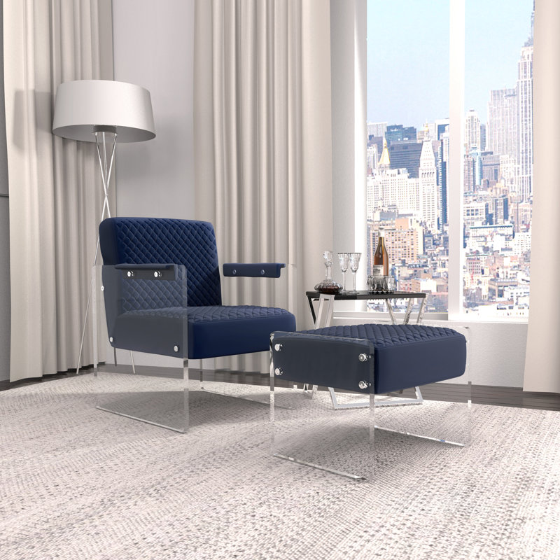 Tribecca 24" Wide Velvet Armchair, Navy Velvet