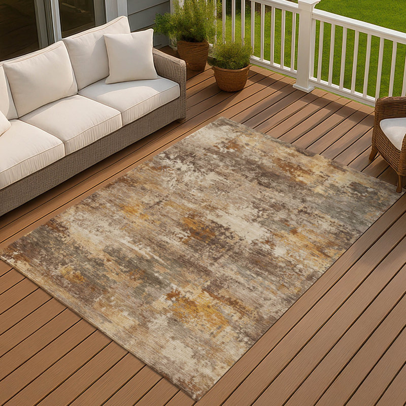Machine Washable Indoor/Outdoor Earleville ACN2368 Abstract Rug, Rectangle 2'6" x 3'10"