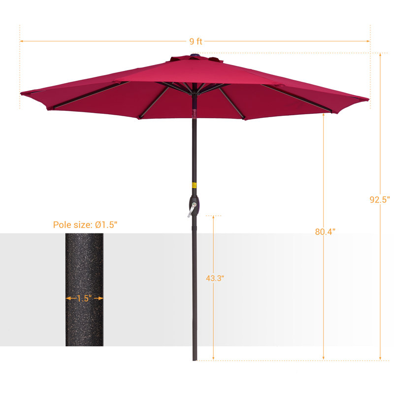 Parasol de marché 108 po Dailan, Rouge