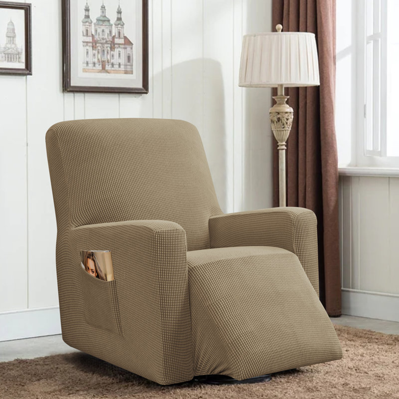 Housse pour fauteuil inclinable à coussins carrés/rectangulaires, Mélange de polyester sable
