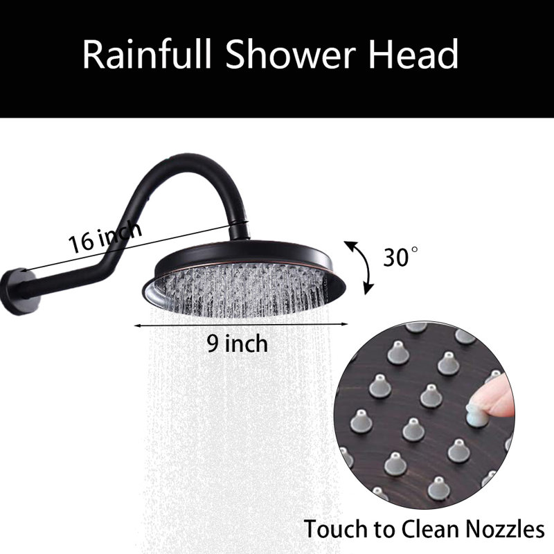 Wall Mount 9 Inch Rain Head And Handheld Spray Combo, Oil Rubbed Bronze