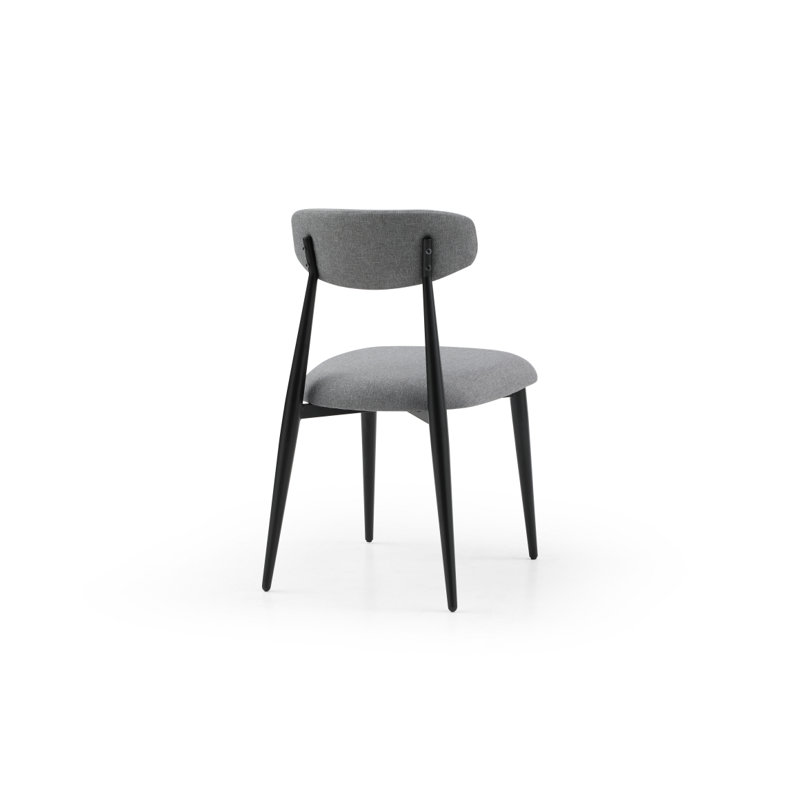 Ensemble de 2 chaises de salle à manger modernes, dossier rond incurvé et structure en métal, Gris