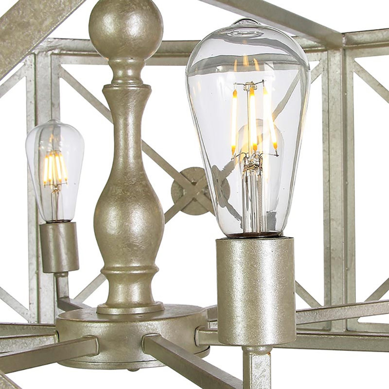 Rosette 8 - Light Lantern Drum Chandelier, Oyster White