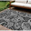 Tapis intérieur / extérieur 10 pi x 14 pi à motif cachemire noir et gris lavable