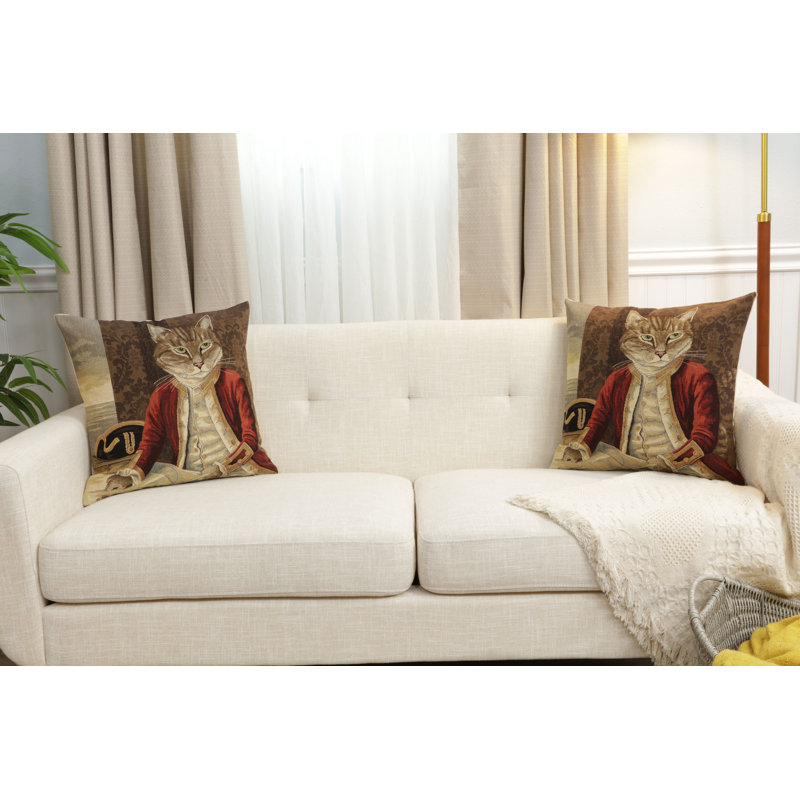Herbert Cats B European Cushion Covers, Brown Herbert Cats 1