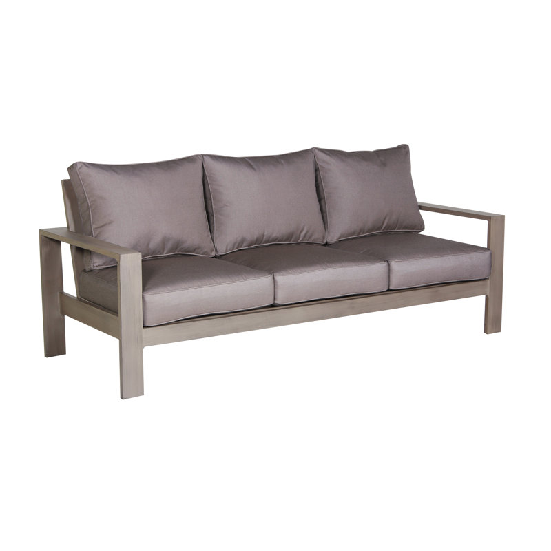 Windcrest 86'' Wide Powder Coated Aluminum Patio Sofa with Cushions, Spectrum Dove Gray