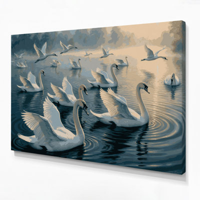 Birds Mute Swan Gray Canvas Wall Art