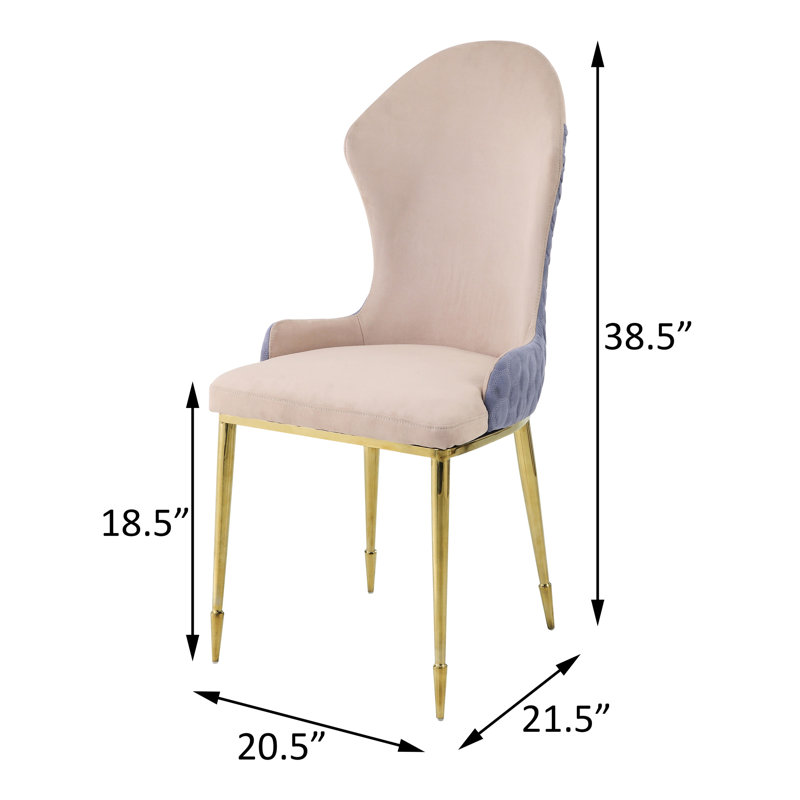Chaises de salle à manger brun clair et dorées inclinées avec accoudoirs 2 - Extérieur lavande pour une paire de supports à oreilles élégants