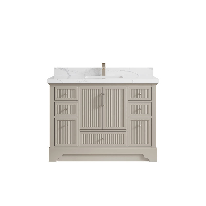 Alys 48 " W Freestanding Standard Free Standing 1 Single Vanity Bathroom Vanity With Quartz Top, Calacatta Laza