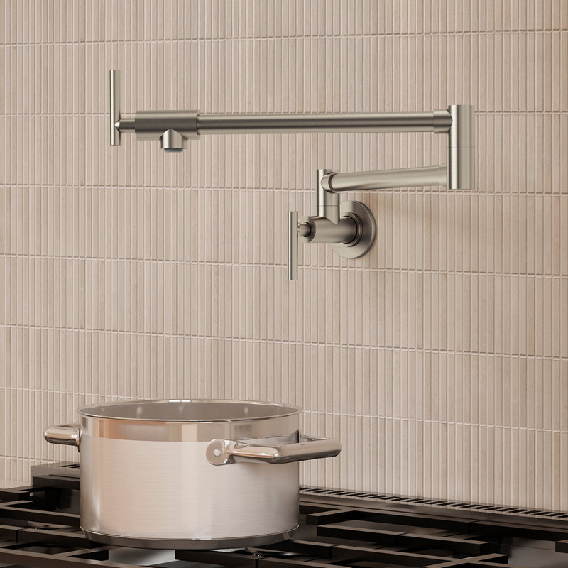 Robinet remplisseur mural et robinet de cuisine escamotable, Nickel brossé
