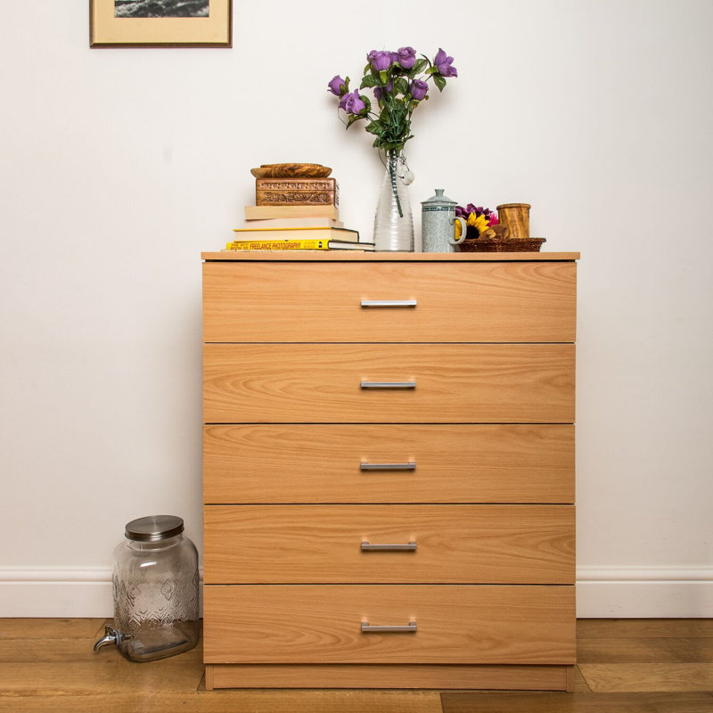 Farid 75cm W 5 - Drawer Chest of Drawers, Beech