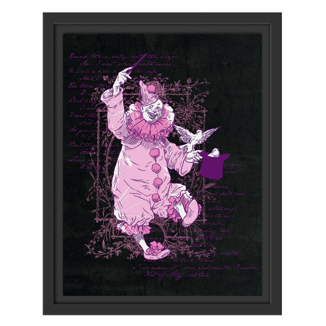 Gerahmtes Wandbild Clown Schwarz