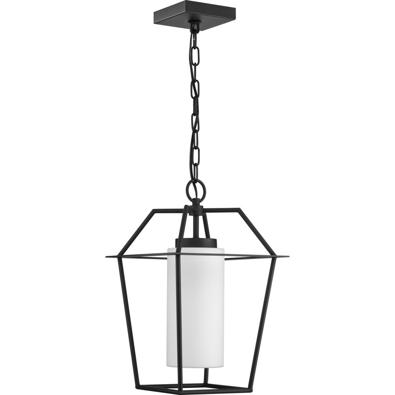 Black Steel and Glass Modern Outdoor Hanging Lantern