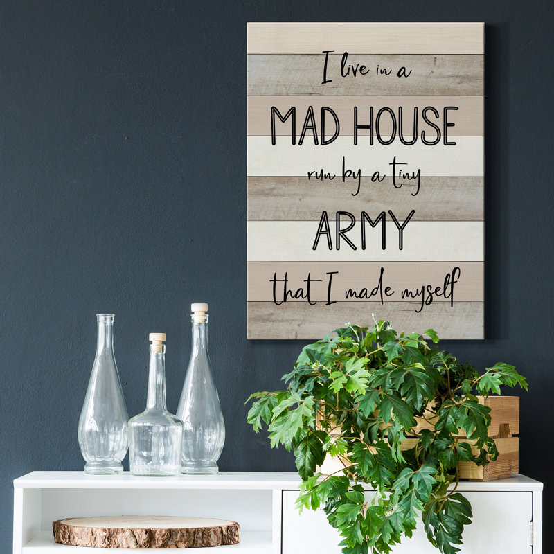 Mad House - reproduction d'art textuel sur toile tendue, H 48 po x l 36 po x P 1,5 po