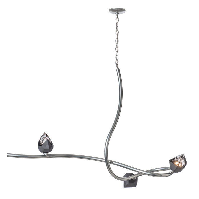 Glacier 3 - Light Unique/Statement Modern Linear Chandelier, Black, Sterling
