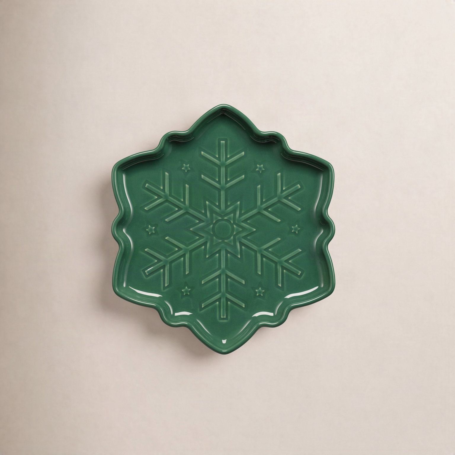 Snowflake Ceramic Salad Plate, Jade