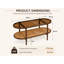 Table basse ovale à 2 niveaux en verre avec tablette en rotin et structure en métal-346228040