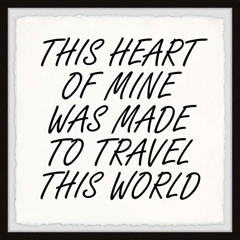 «Travel this World II» par Marmont Hill - reproduction d'art textuel sur papier encadré, H 12 po x l 12 po x P 1,5 po