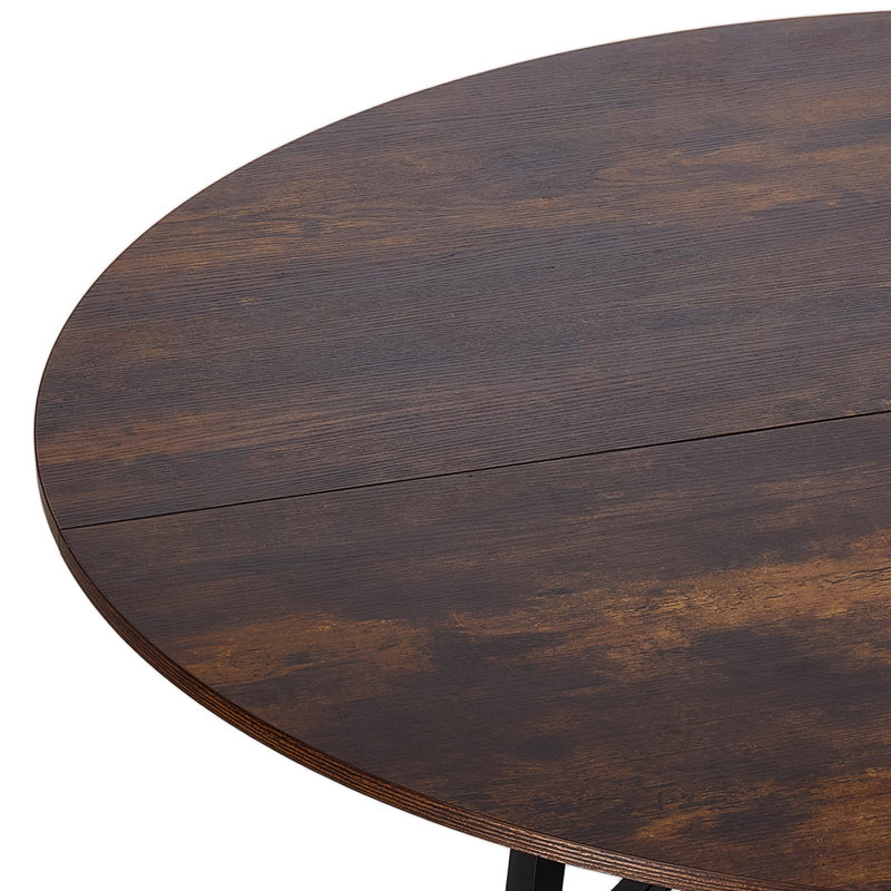 Round Metal Base Dining Table, Brown, Black
