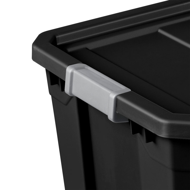 Sterilite Rugged Industrial Stackable Storage Tote w/ Lid, Black