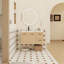 Ensemble de meuble-lavabo flottant mural 36 po avec lavabo 36 po, chêne clair, 2 portes et 2 tiroirs, plateau lavabo en gel, 3 boîtes-1320684484