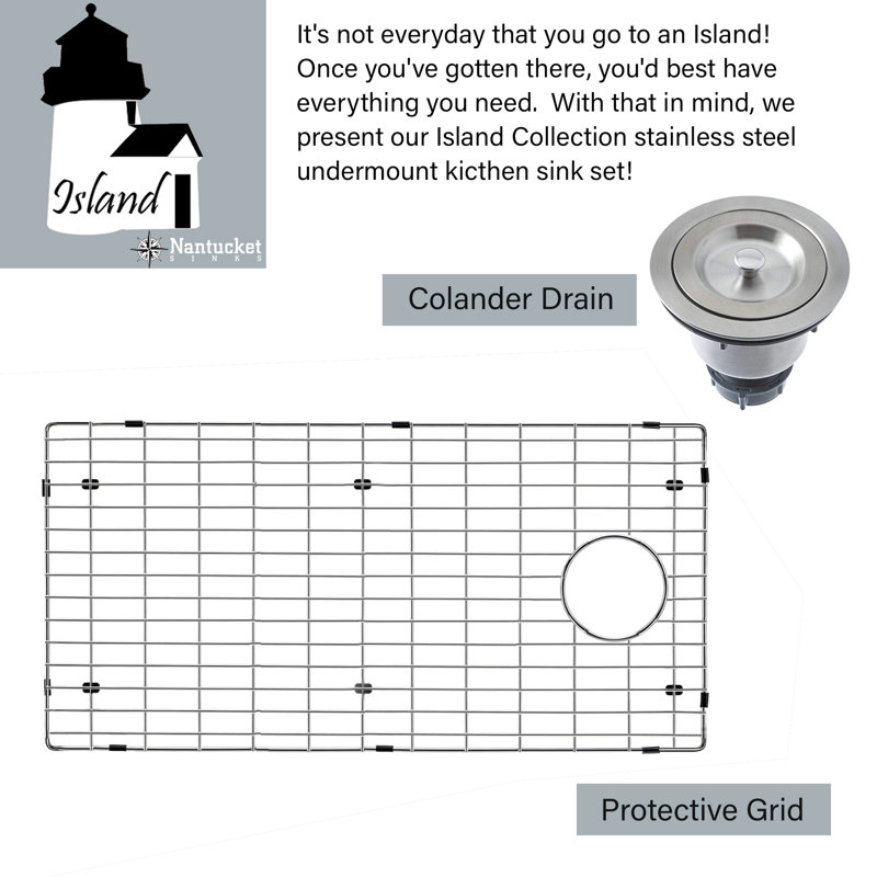 Island 32'' L Stainless Steel Single Basin Kitchen Sink