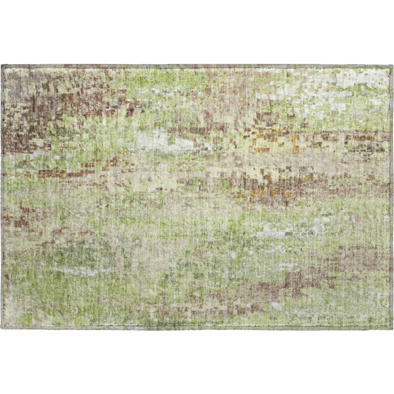 Premium Machine Washable Mayfield AMF2254 Abstract Rug, 1'8" x 2'6", Green